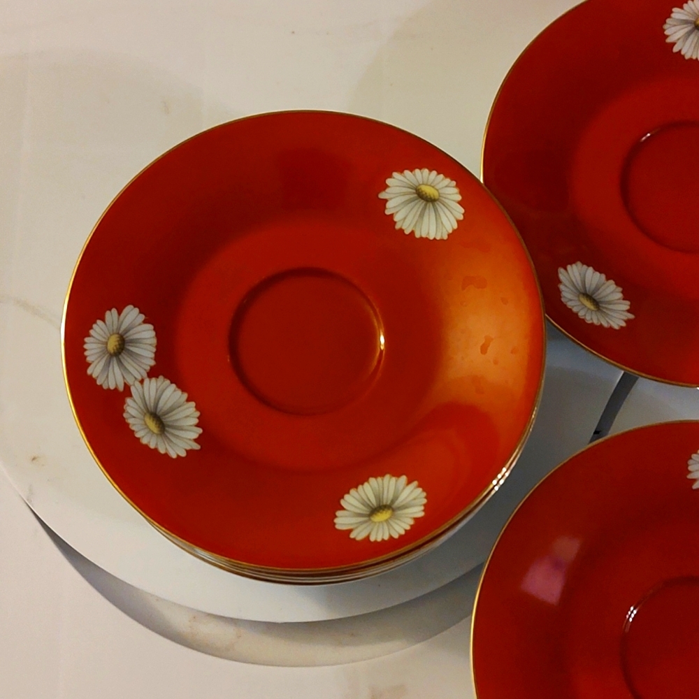 Noritake Japan set 6 daisy saucers plates vintage